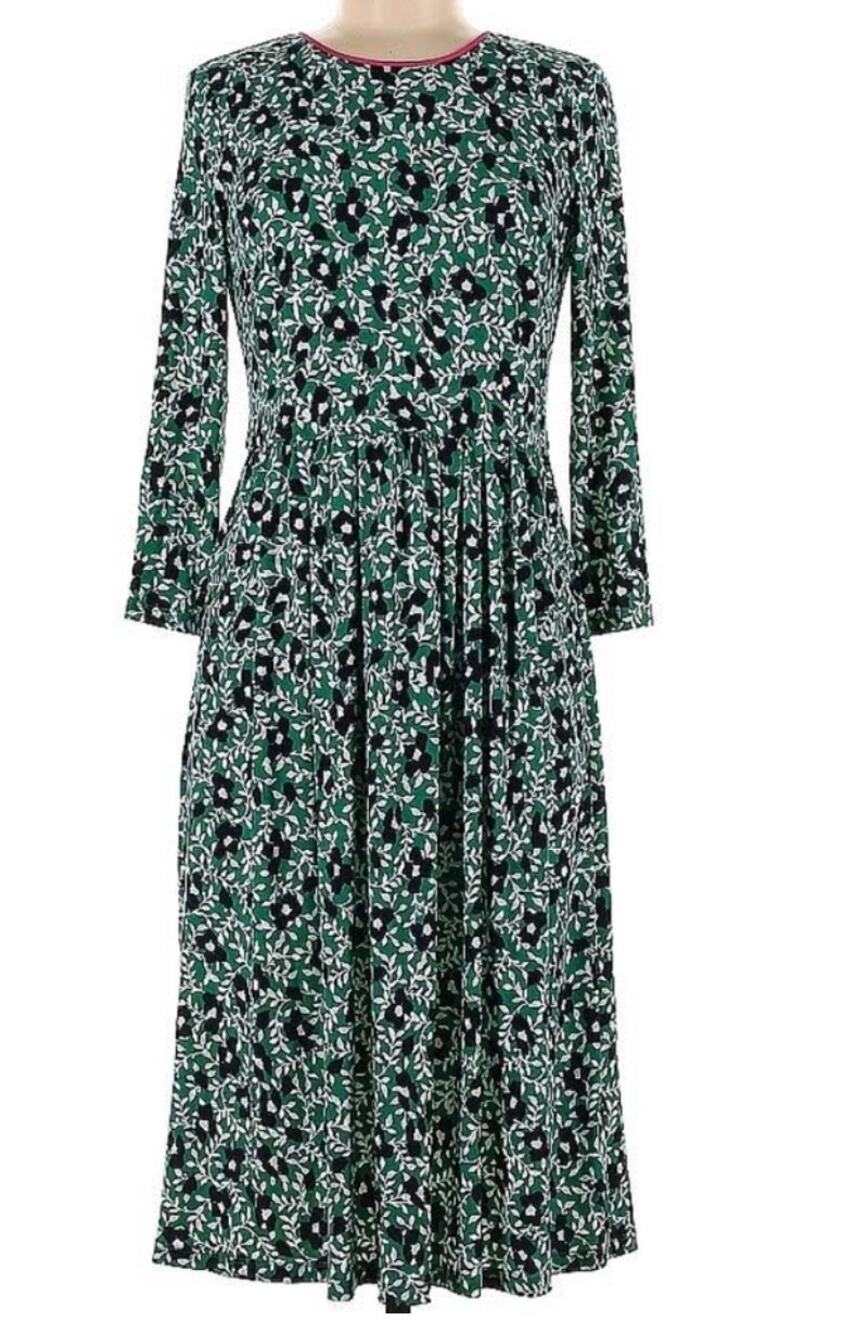 Eliza J Green Floral Pleated Dress size 8